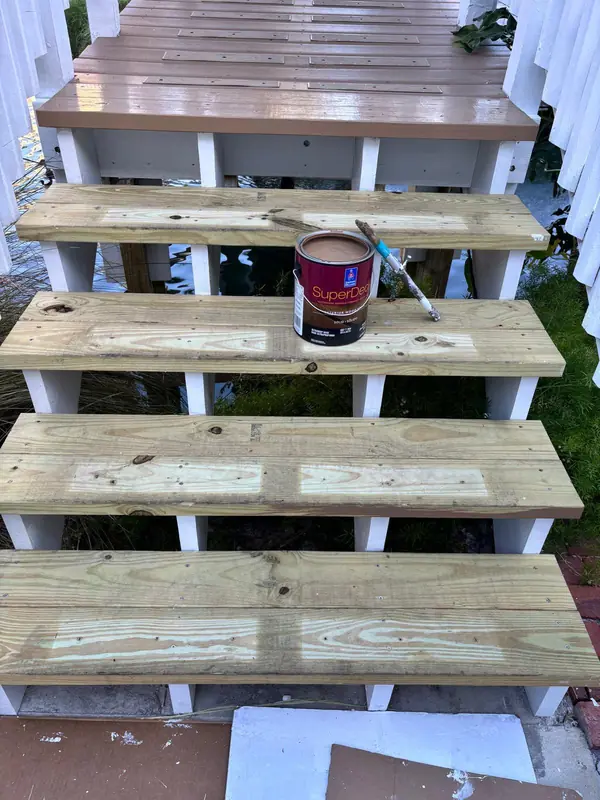 Deck stairs · In progress — Ann & Gaby Painting project (exterior)